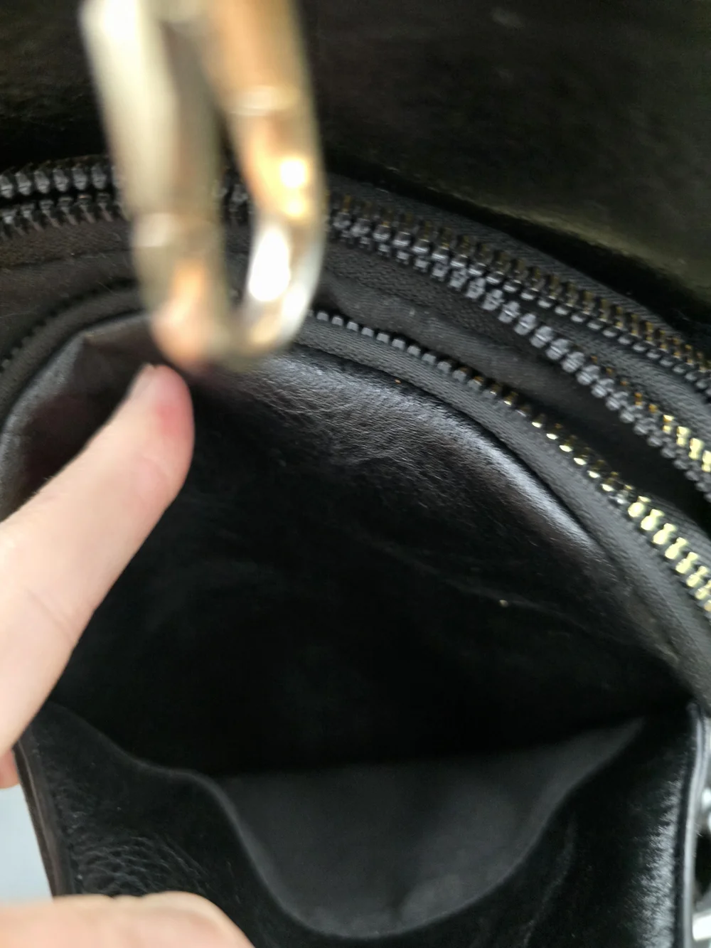 Black Studded Women's Leather Sling Backpack with Patterned Strap